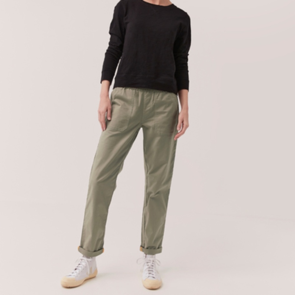 Pact Woven Twill Roll Up Mink Grey Pant XS